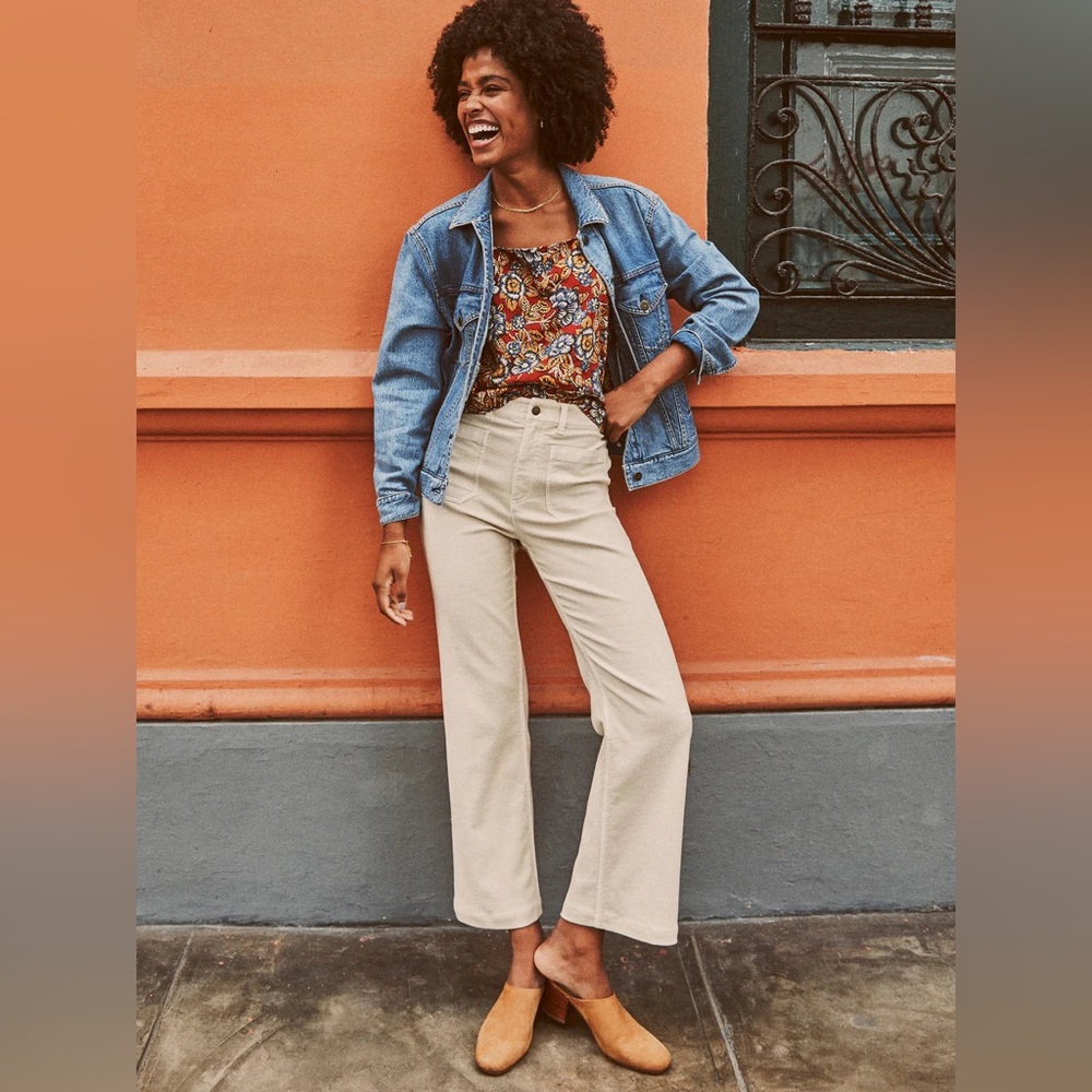Faherty Cream Boot Cut Pants